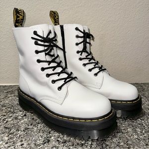 JADON BOOTS - SMOOTH WHITE LEATHER PLATFORM BOOTS
